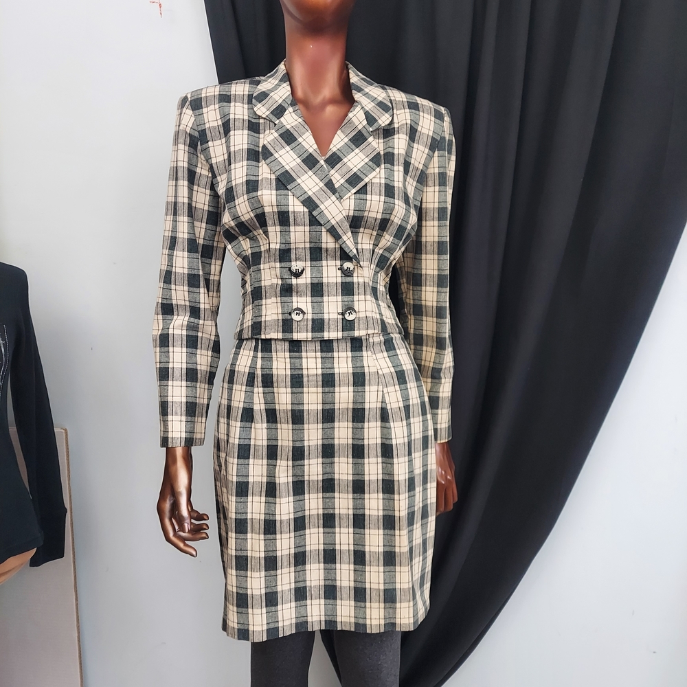 Vintage Plaid Skirt Set By All That Jazz, Sz 9/10